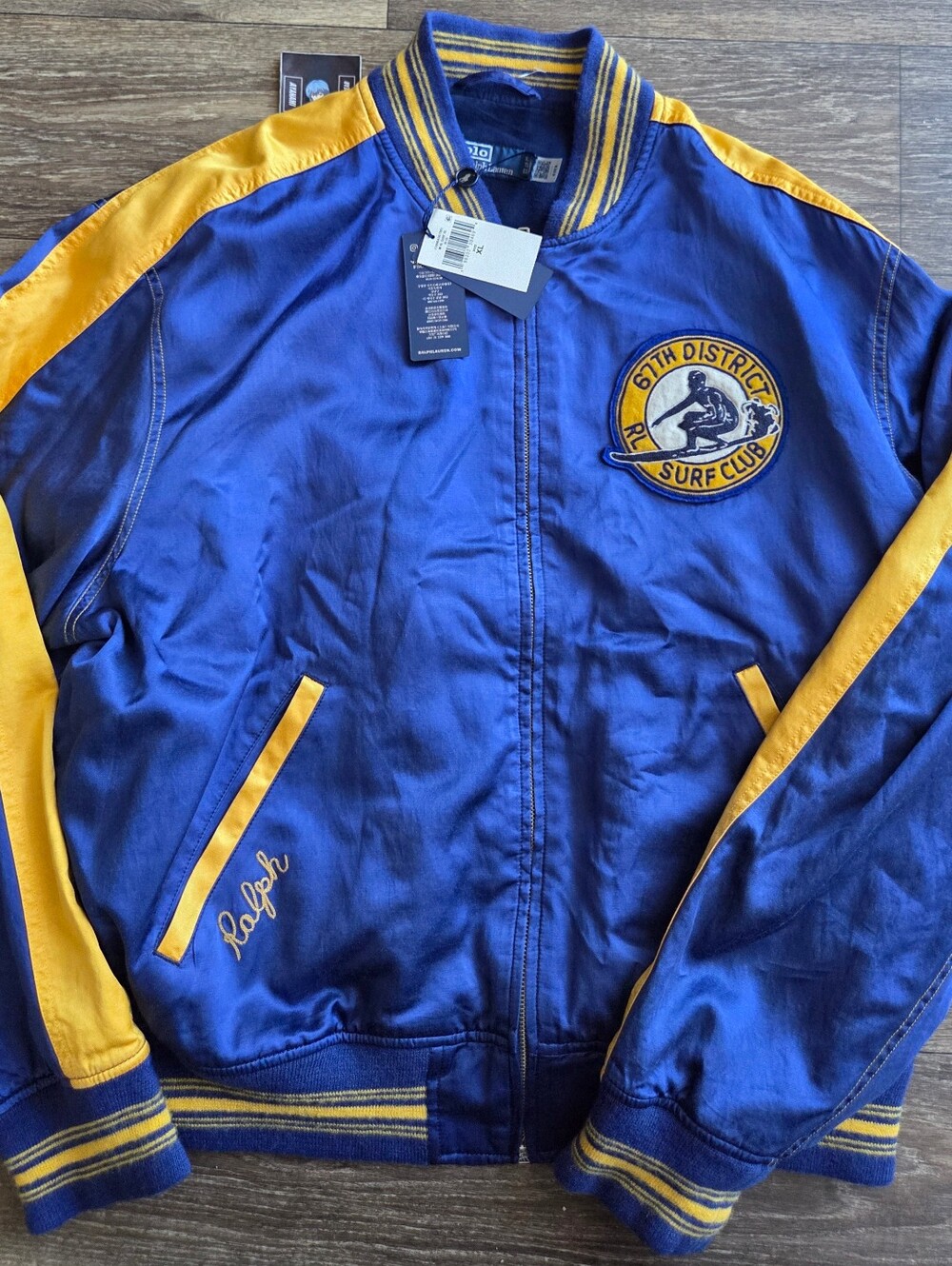 Polo Ralph Lauren 67th District Surf Club Satin Bomber Jacket Mens XL